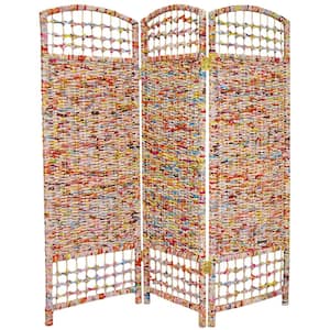 4 ft. Multi Color 3-Panel Recycled Magazine Room Divider