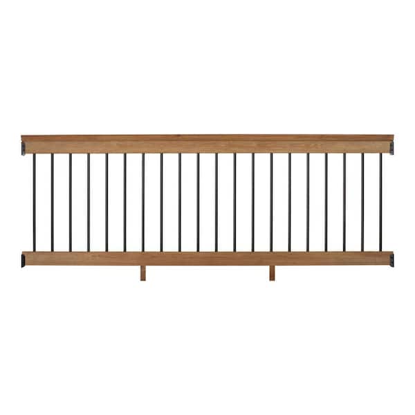 8 ft. Aluminum Cedar-Tone Southern Yellow Pine Deck Railing Kit