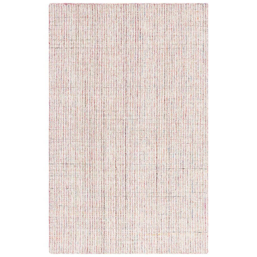 Red and Green Abstract Hand-Tufted Wool Area Rug, 8' x 10'