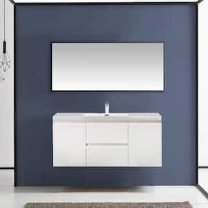 48 in. W x 19 in. D x 20 in. H Wall-Mounted Bath Vanity in High Glossy White with White Glossy Resin Top