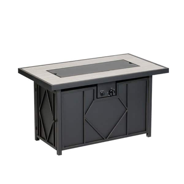 Steel Rectangle Propane Fire Table, Living Accents Fire Pit