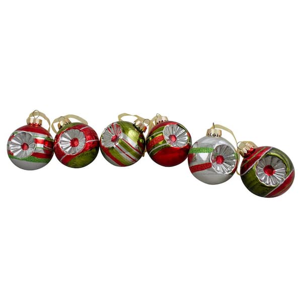 Pack of 8 Colorful Glass Retro Reflector Christmas Ornaments 6.25" 