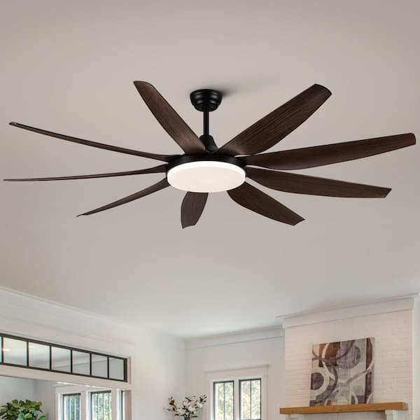 72 in. Integrated LED Indoor Brown Lighting Ceiling Fan with 9 Brown Blades