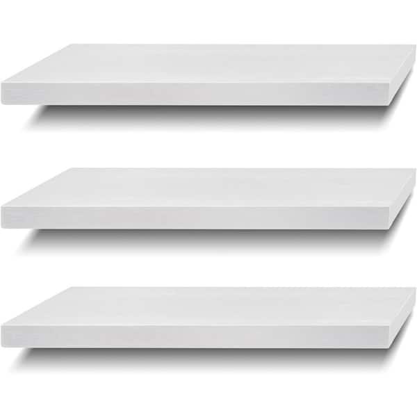 17 in. D x 6 in White Solid Wood Decorative Wall Shelf (Set of 3)