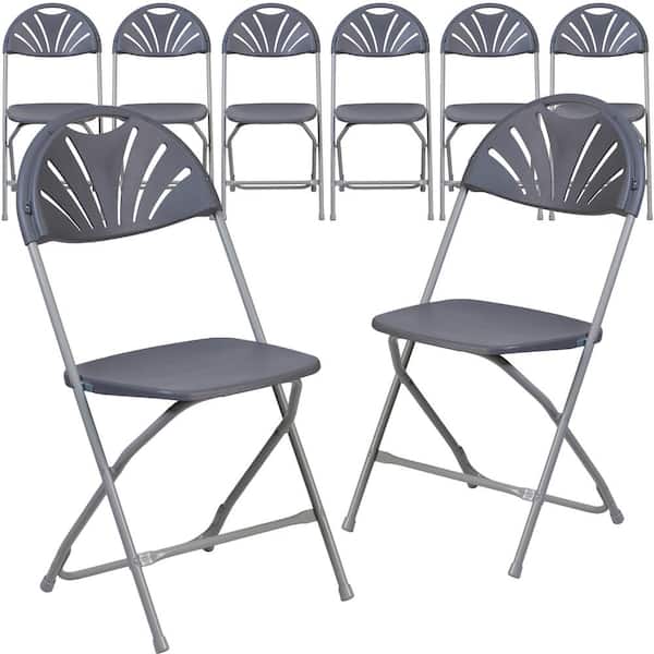 Carnegy Avenue Charcoal Metal Folding Chair (Set of 8)