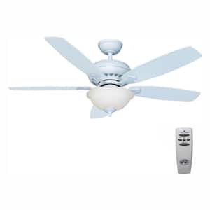 Southwind 52 in. Indoor LED Matte White Ceiling Fan with 5 Reversible Blades, Light Kit, Downrod and Remote Control