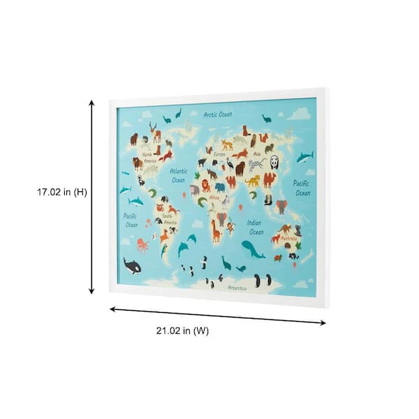 Interpersoonlijk levering aan huis Kruipen StyleWell Kids World Map White Framed Wall Art (17 in. W x 21 in. H)  2021-023WA4 - The Home Depot