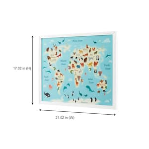 World Map White Framed Wall Art (17 in. W x 21 in. H)