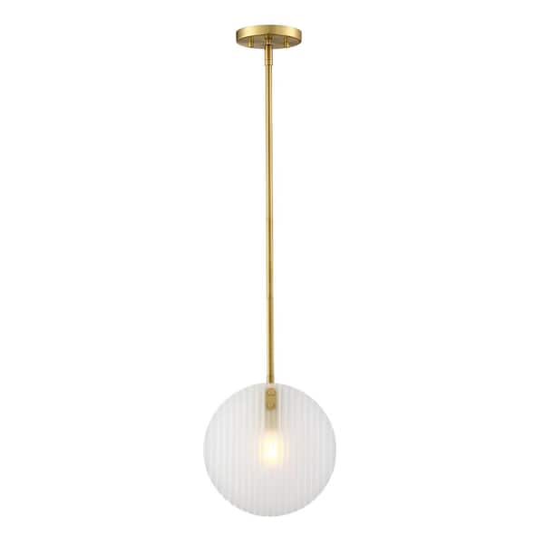 Designers Fountain Sky Fall 60-Watt 1-Light Brushed Gold Contemporary Pendant Light with Etched Fluted Glass Shade