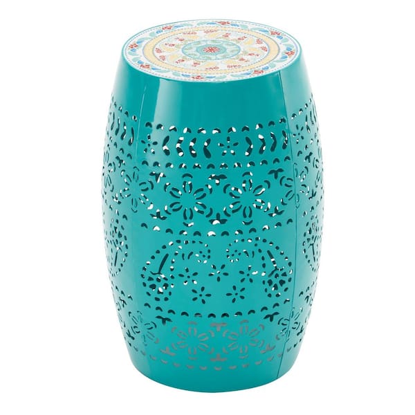 Unbranded Roman pattern Teal 12.25 in. Side Table