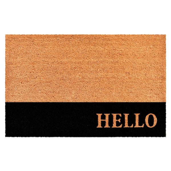 Calloway Mills Hello Black Stripe Doormat, 3' x 6'