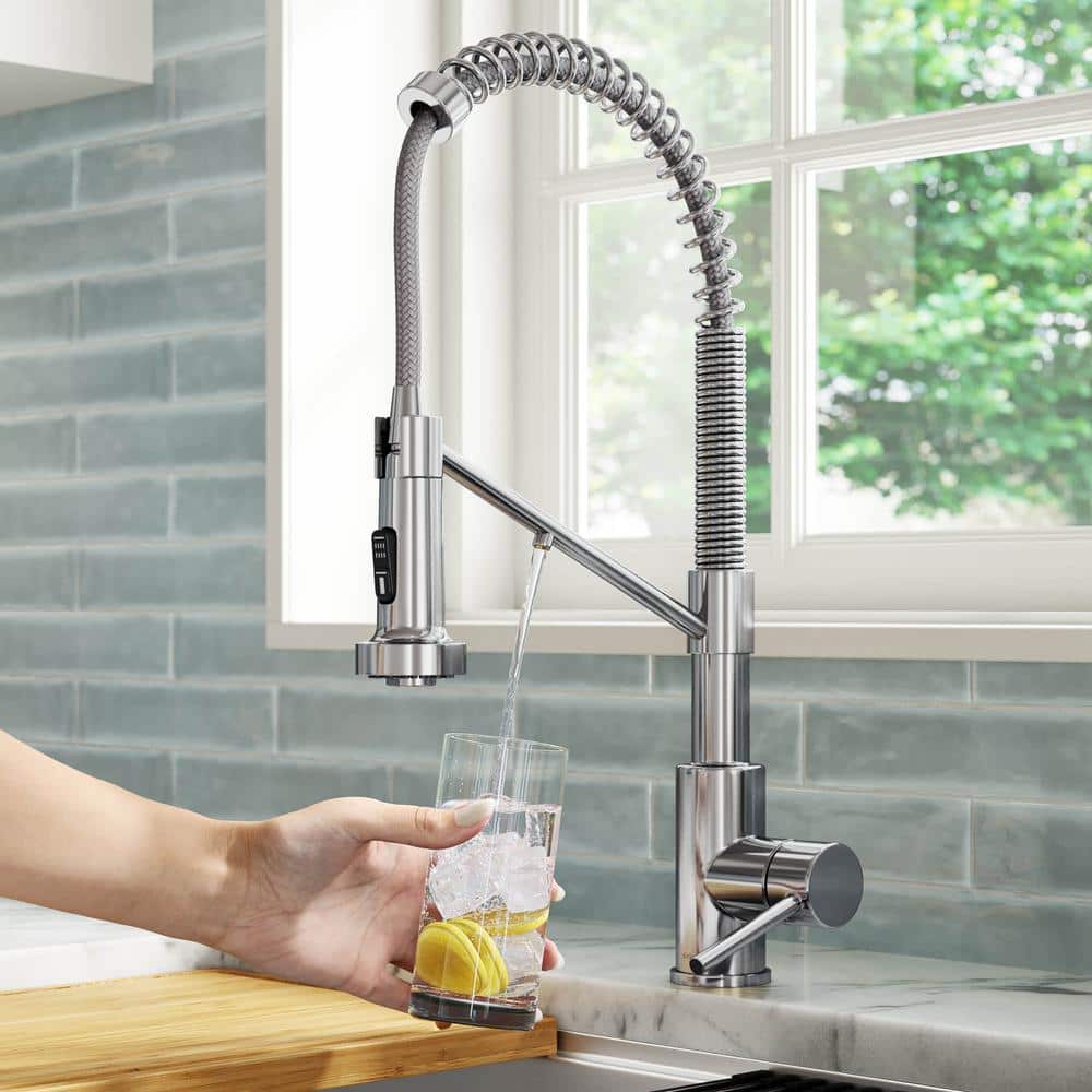 Chrome Pull-Down Single Handle Kitchen Faucet with Spray