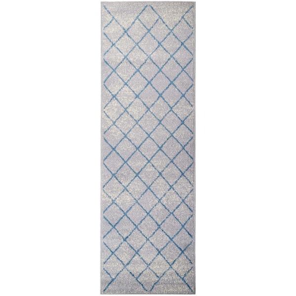 SUPERIOR Lattice Cream 2 ft. 7 in. x 8 ft. Modern Geometric Polypropylene Area Rug