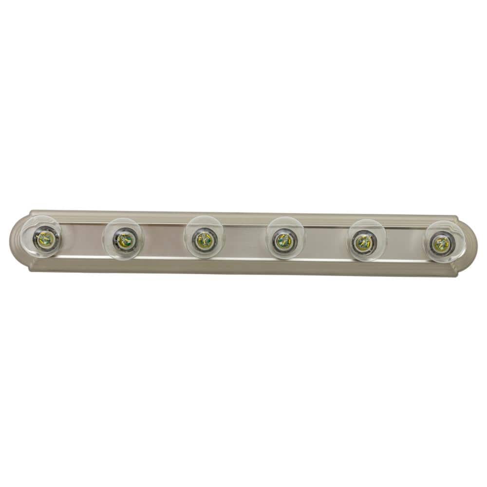 Satin Nickel 36" Six-Light Cylinder Bathroom Vanity Bar