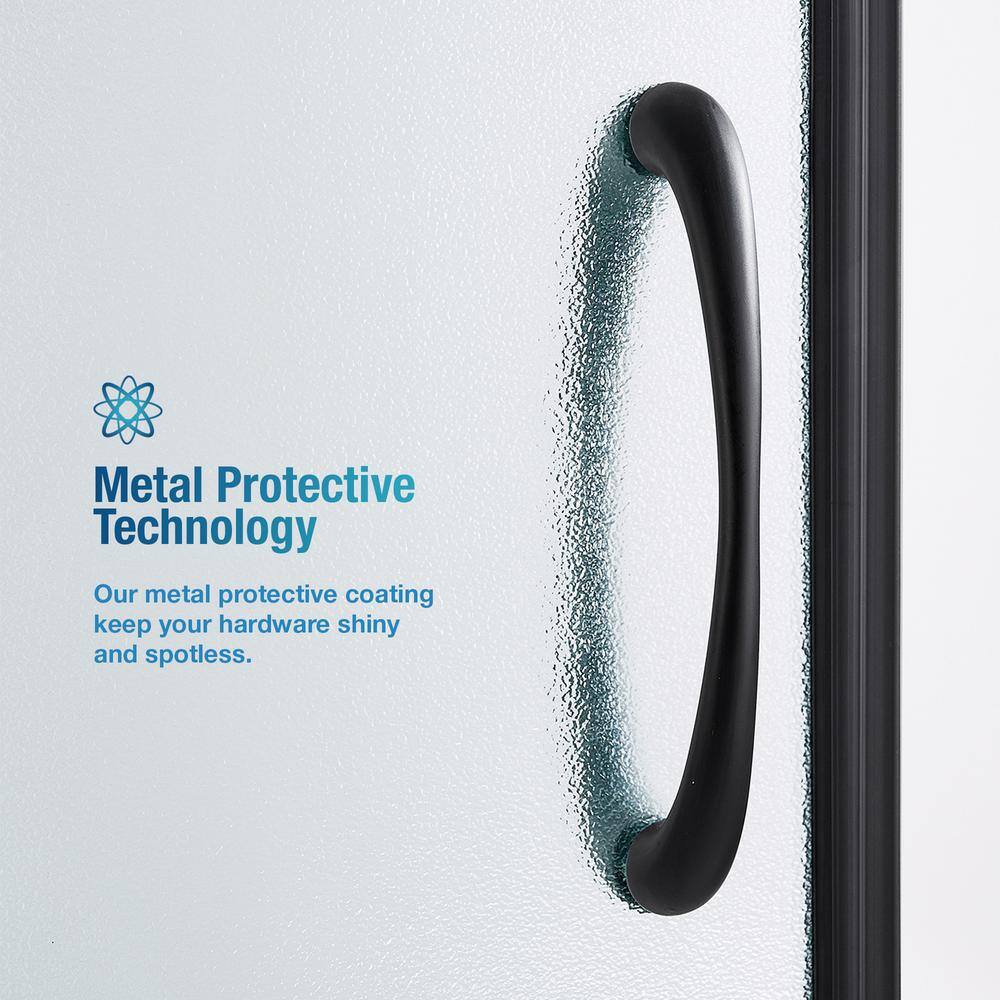 Matte Black Frosted Glass Round Corner Shower Kit