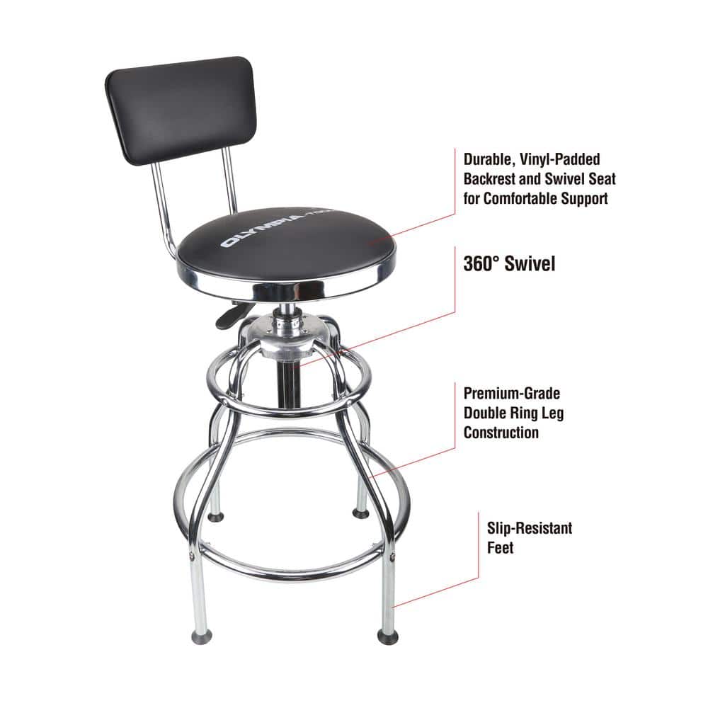 Black Adjustable Hydraulic Steel Work Stool with Vinyl Seat