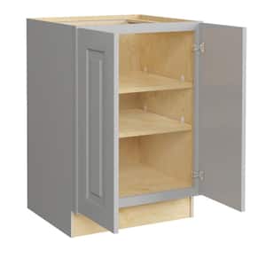 Grayson Pearl Gray Painted Plywood Shaker Assembled Base Kitchen Cabinet FH Soft Close 24 in W x 24 in D x 34.5 in H