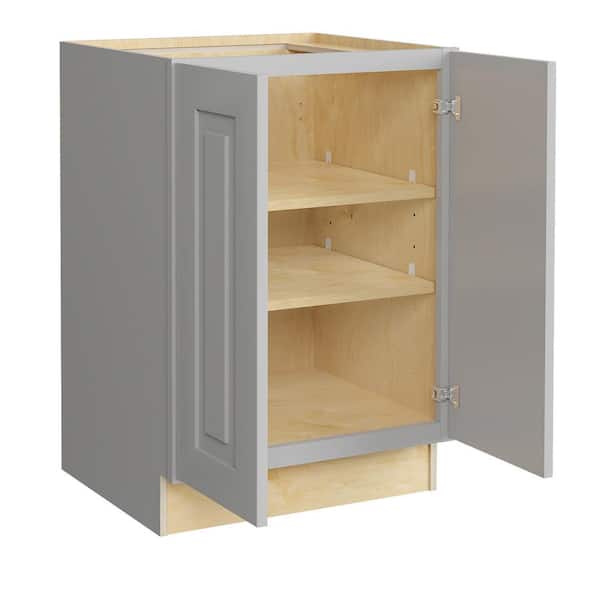 Home Decorators Collection Grayson 24 in. W x 21 in. D x 34.5 in. H Assembled Plywood Full Height Door Base Bath Cabinet in Pearl Gray