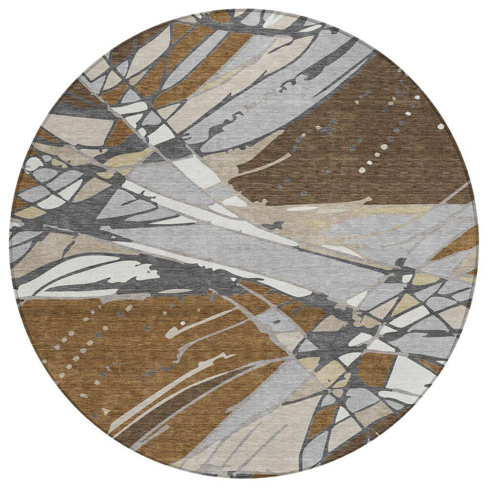 Chantille Machine Washable Indoor/Outdoor Abstract ACN2862 Chocolate 8 ft. x 8 ft. Round Rug price history on PriceWatchPro