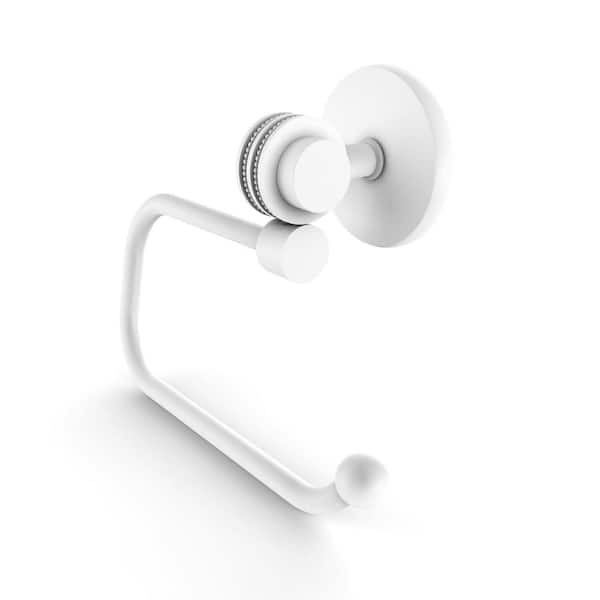 Allied Brass Satellite Orbit 2-Collection Wall Mounted Toilet Paper Holder in Matte White with Dotted Accents