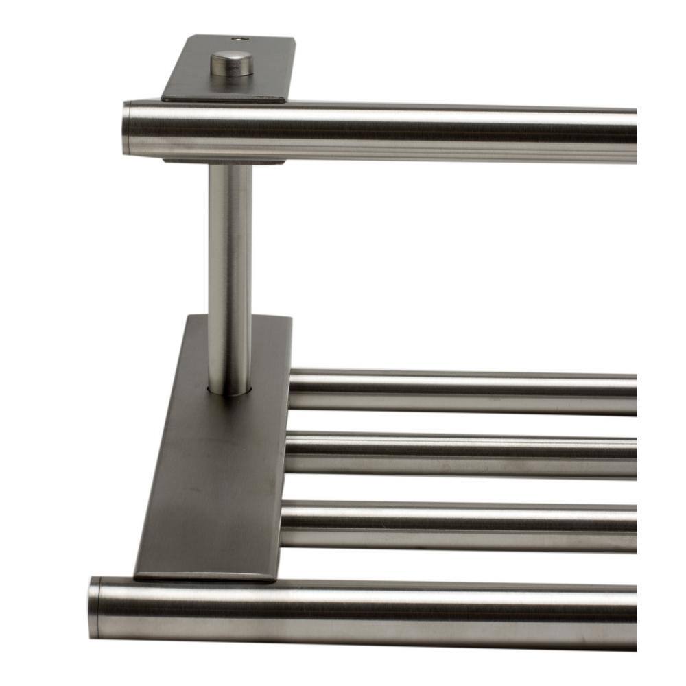 Brushed Nickel Wall Mounted Towel Bar and Shelf