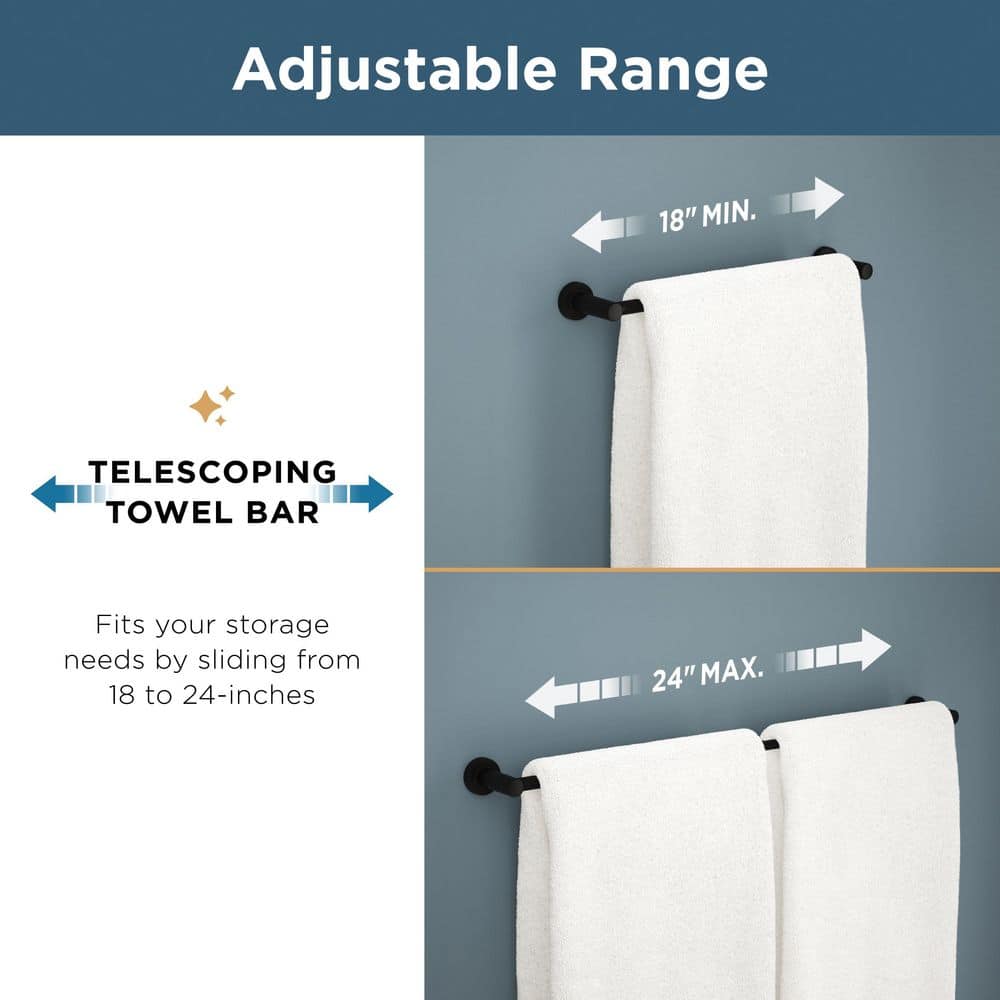Brushed Nickel Adjustable Wall Mounted Double Towel Bar