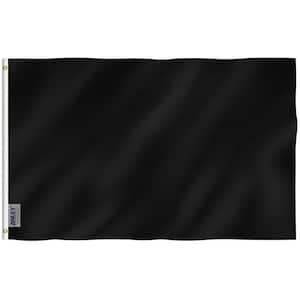 Fly Breeze 3 ft. x 5 ft. Polyester Solid Black Flag 2-Sided Flags Banner with Brass Grommets and Canvas Header