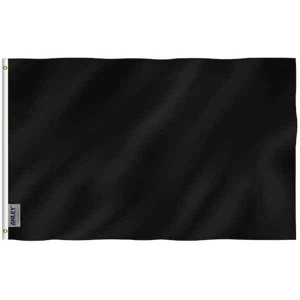 ANLEY Fly Breeze 3 ft. x 5 ft. Polyester Solid Black Flag 2-Sided Flags Banner with Brass Grommets and Canvas Header