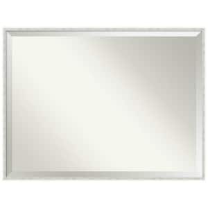 Paige White Silver 41 in. x 31 in. Beveled Modern Rectangle Wood Framed Wall Mirror in White