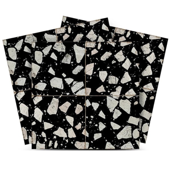 MI ALMA Black and Gray T7 4 in. x 4 in. Vinyl Peel and Stick Tile (24-Tiles, 2.67 sq. ft./Pack)