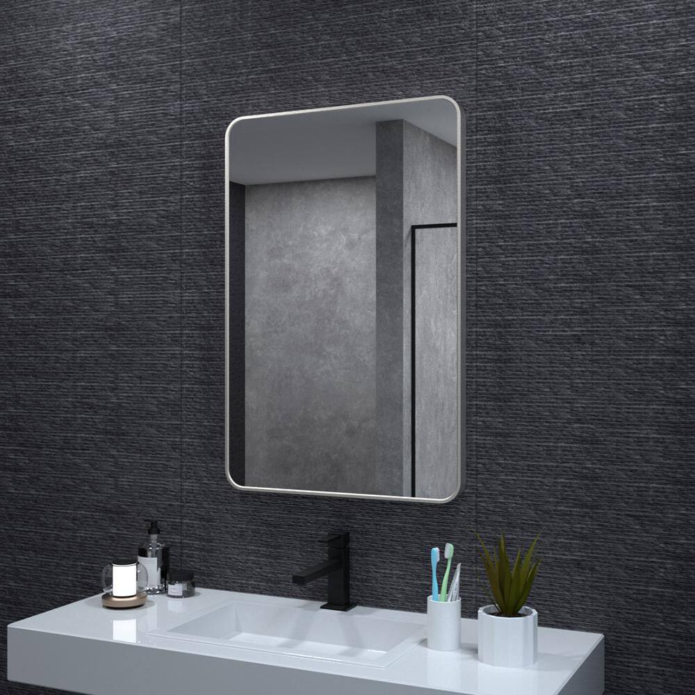 Brushed Nickel 24 in. W x 36 in. H Modern Rectangle Wood Framed Mirror Wall Mirror Vanity Mirror Bathroom Vanity Mirror price history on PriceWatchPro