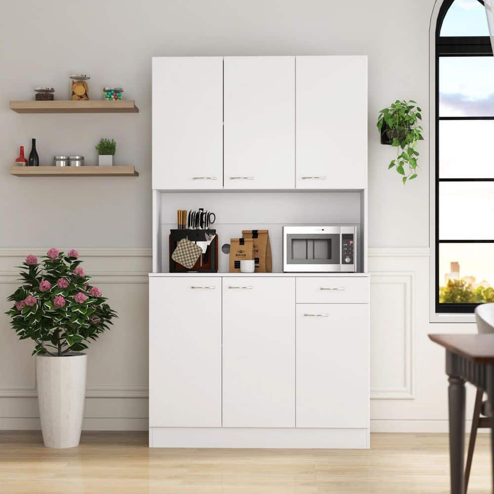 XUJMK 39 in. W x 15 in. D x 71 in. H White Linen Cabinet 71 in