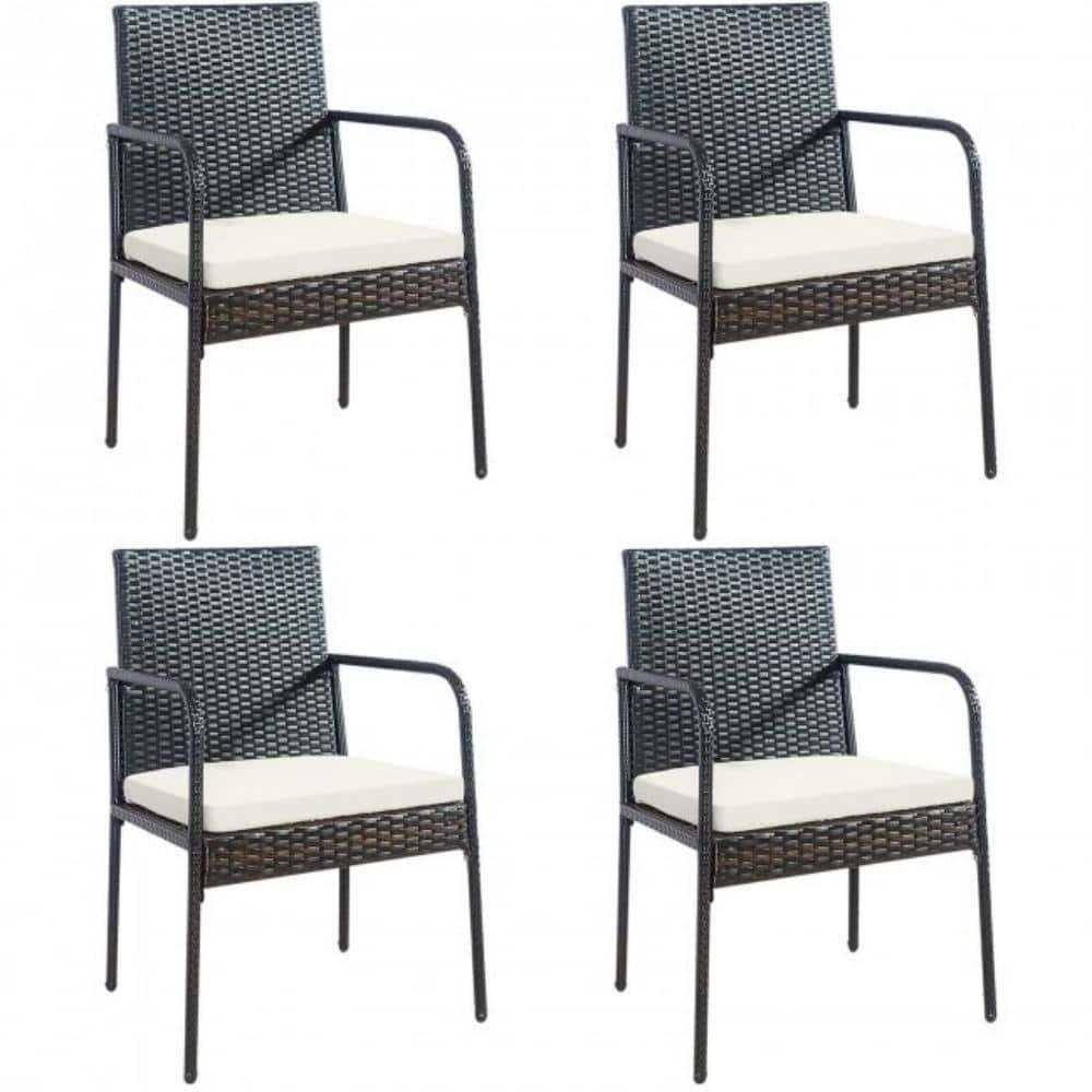 Wicker Outdoor Patio Lounge Chairs with White Cushions (2-Pack) price history on PriceWatchPro