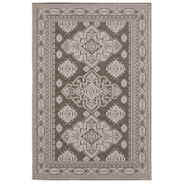 AVERLEY HOME Imperial Gray 10 ft. x 13 ft. Oriental Triple Medallion Persian-Inspired Polyester Indoor Area Rug