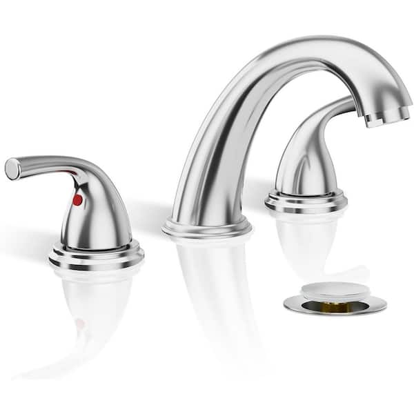 8 in. 3 Hole Chrome Bathroom Faucet 3 Piece Widespread Bathroom Sink Faucet