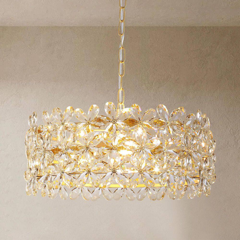 Holmes 16.9 in. 3-Light Gold Crystal Flower Pendant Chandelier with Adjustable Chain price history on PriceWatchPro