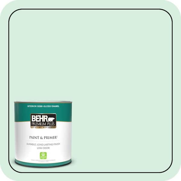 BEHR PREMIUM PLUS 1 qt. #P410-1 Pondscape Semi-Gloss Enamel Low Odor Interior Paint & Primer