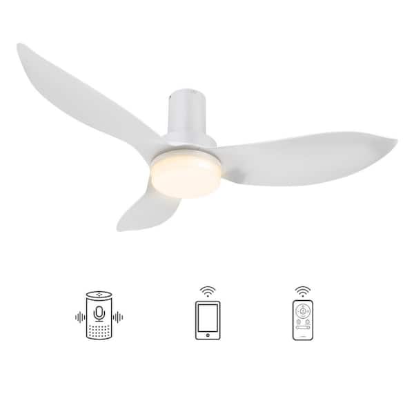 CARRO Daisy 45 in. Integrated LED Indoor White DC Motor Smart Ceiling Fan with Light and Remote, Works with Alexa/Google Home