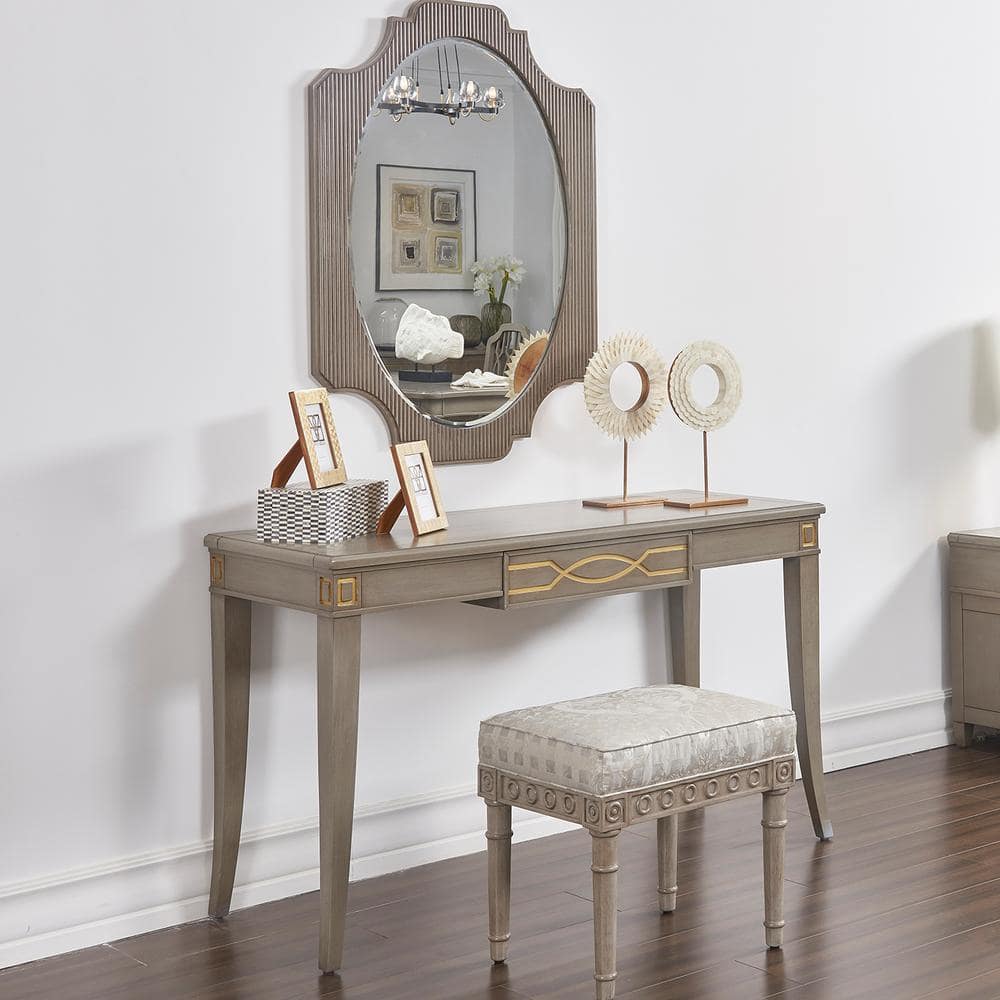 Jennifer Taylor Dauphin Grey Cashmere Gold Accent Console Vanity Table Szt87080 The Home Depot