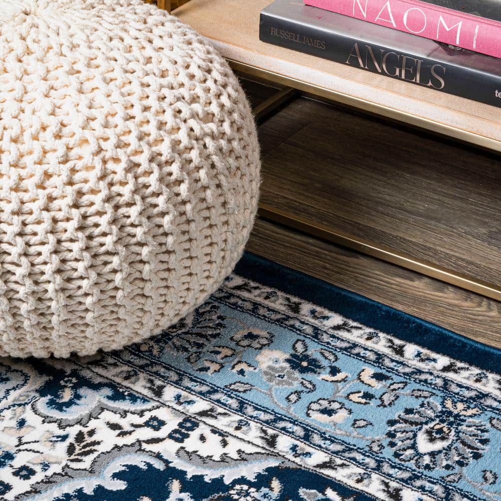 Navy/Blue Medallion Easy-Care Synthetic Area Rug
