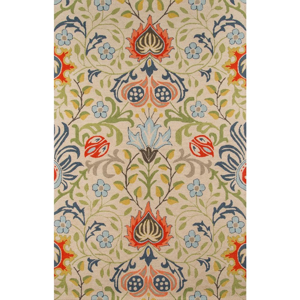 Handmade Multi-Colored Floral Wool 5'x8' Tufted Rug