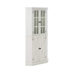 Home Source Enclosed White Corner Cabinet