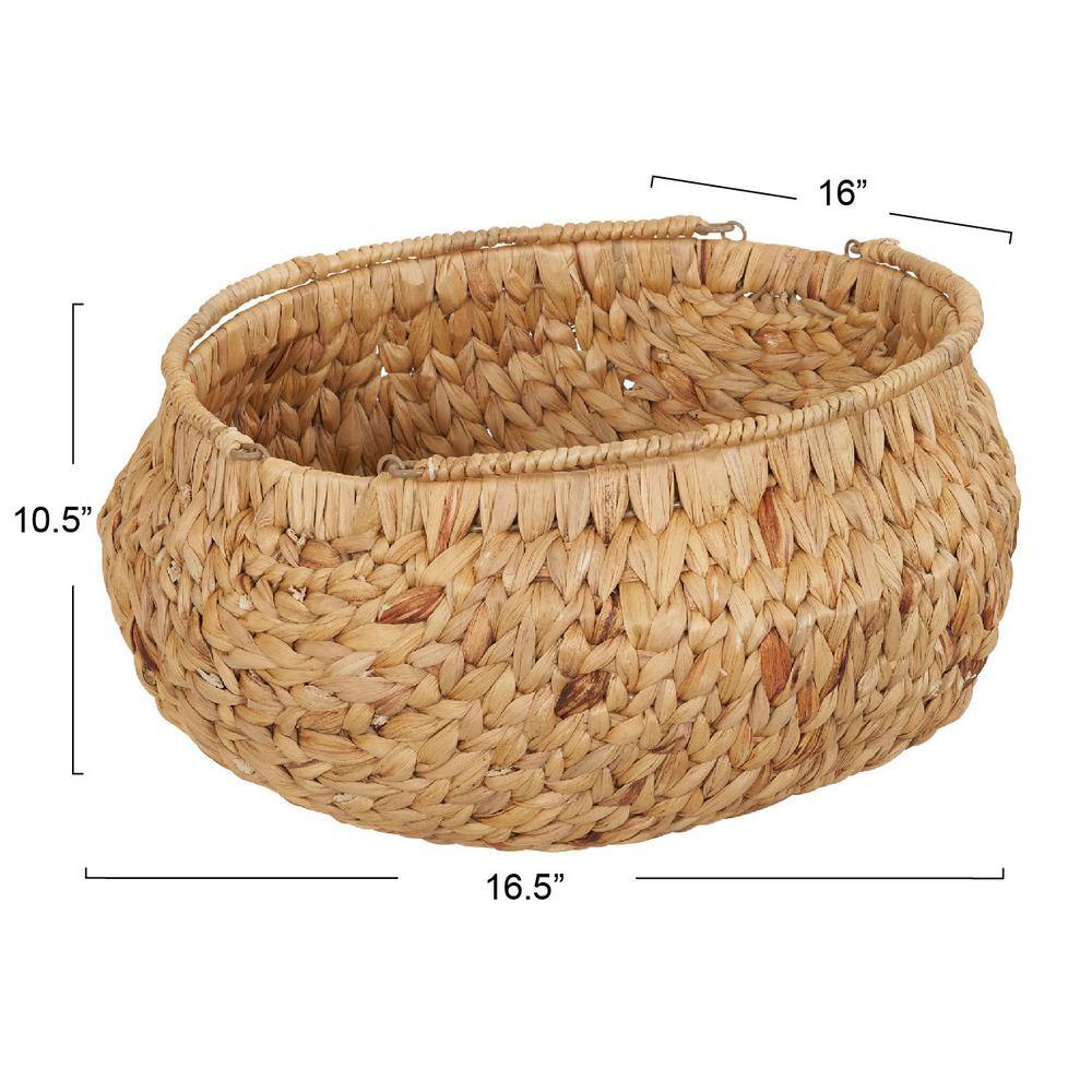 Natural Water Hyacinth Wicker Storage Basket with Handles