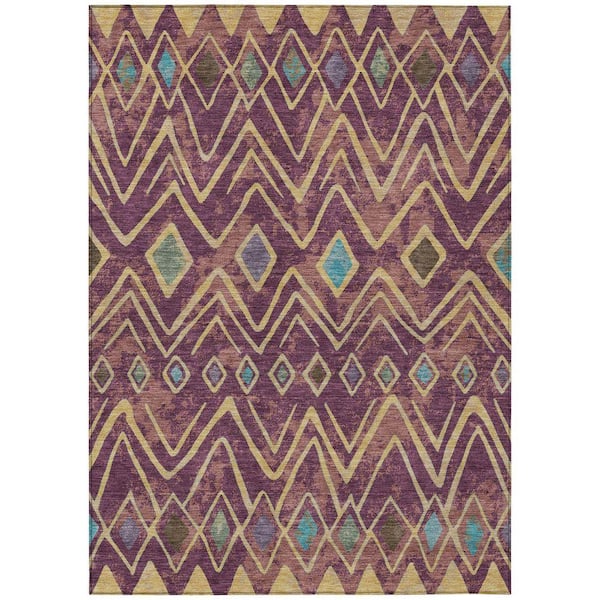 Chantille Machine Washable Indoor/Outdoor Abstract ACN2702 Eggplant 3 ft. x 4 ft. Area Rug