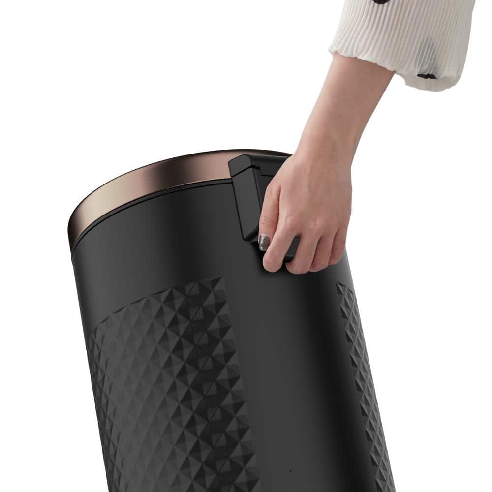 Black Stainless Steel Pedal Trash Can with Copper Lid - 8 Gallons