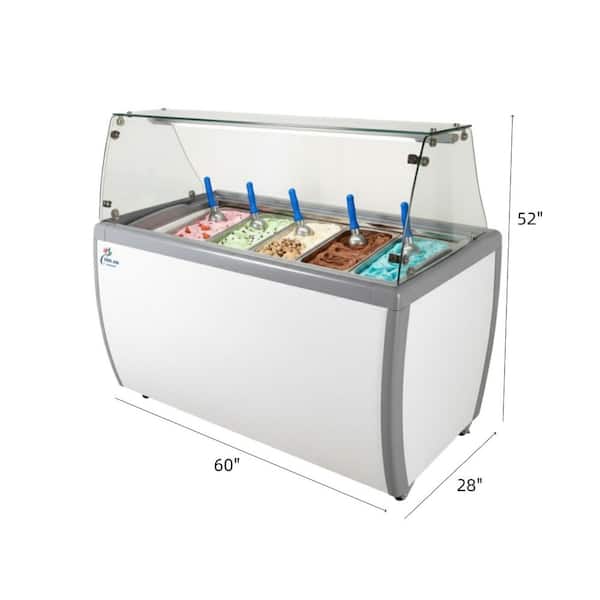 Cooler Depot 60 in. 16.6 cu. ft. 10 Tub Manual Defrost Ice Cream