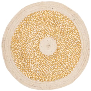 Cape Cod Gold/Natural Doormat 3 ft. x 3 ft. Braided Round Area Rug