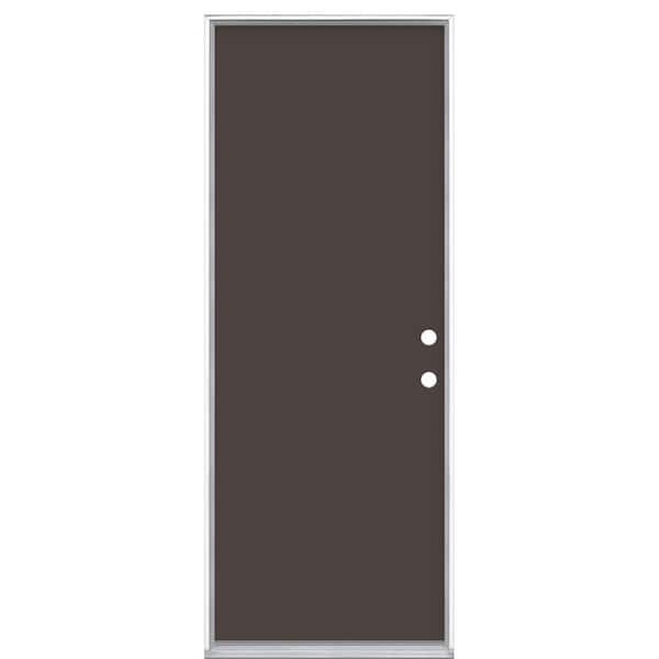 30 in. x 80 in. Flush Left Hand Inswing Willow Wood Painted Steel Prehung Front Exterior Door No Brickmold