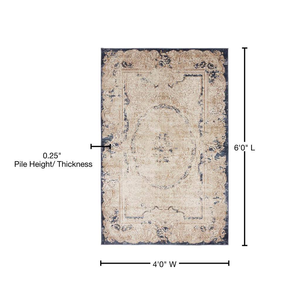Light Blue 4' x 6' Stain-Resistant Synthetic Area Rug