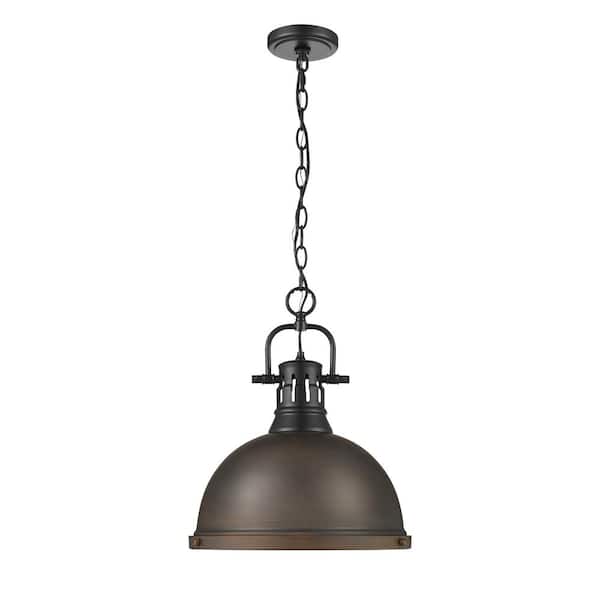 Duncan 100-Watt 1-Light Matte Black Pendant Light with Steel Shade